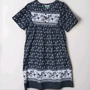 Anthony Richards Kaftan Muumuu House Dress Medium Gray White Huipil Vintage 90s